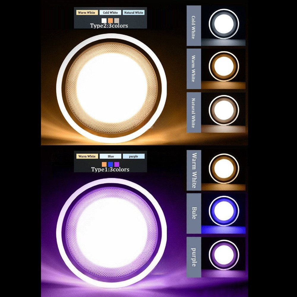 Lampu Downlight LED Plafon 5W 5 WATT 6W 6 WATT Dengan 3 Warna  Putih Kuning Ungu Panel Lamp SNI