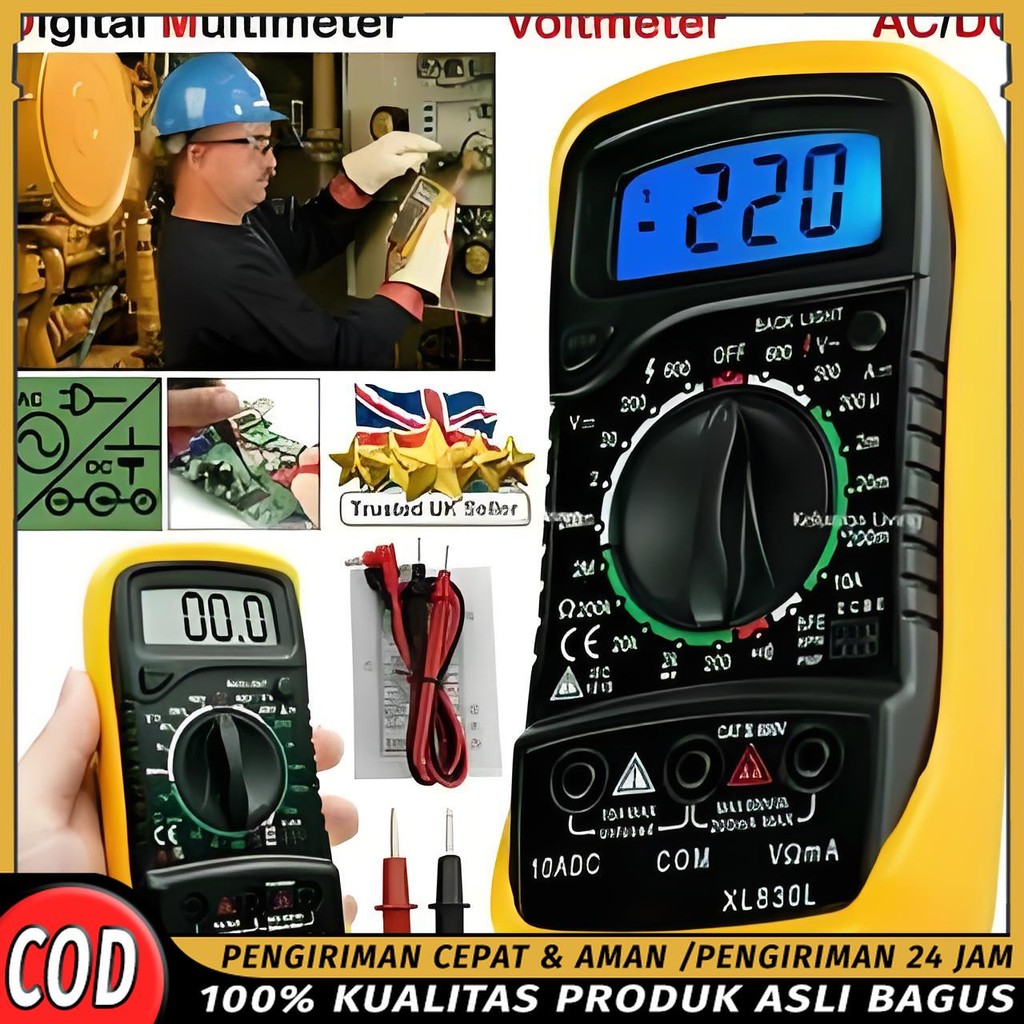 Multimeter Digital XL830L AC/DC Voltage Tester Multitester Digital Avometer Termasuk Baterai Lengkap