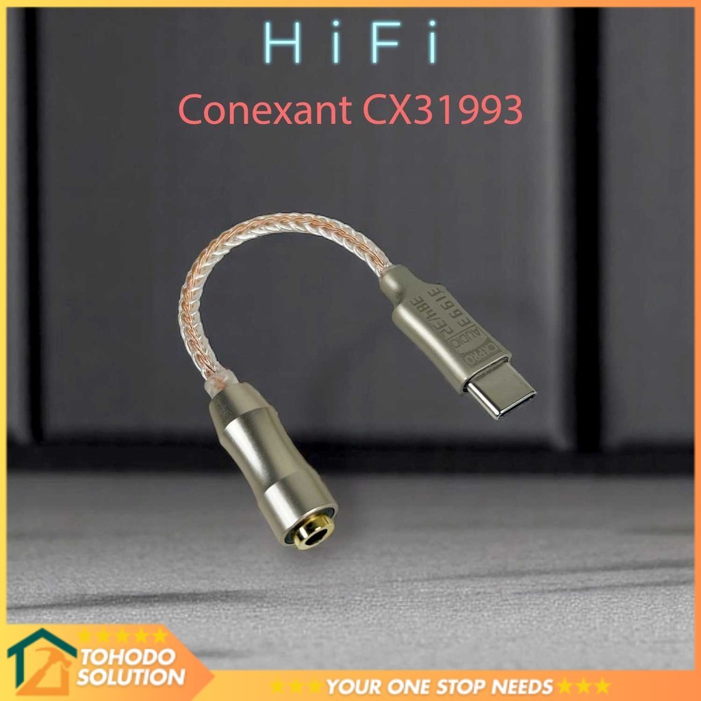 Kabel USB Type C ke 3.5mm Adaptor HiFi DAC Conexant CX31993 Chip - CX-PRO