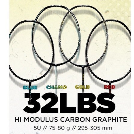 Raket Badminton HIQUA LITE 32lbs 5U GOLD BLUE CAMO RED Original