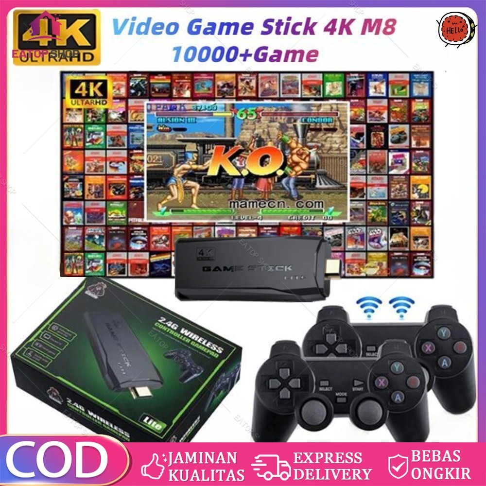 Ps 2 Full Game + Stick 2 Video Game Console 2.4G Double Wireless Controller Game Stick 4K 10000 Game