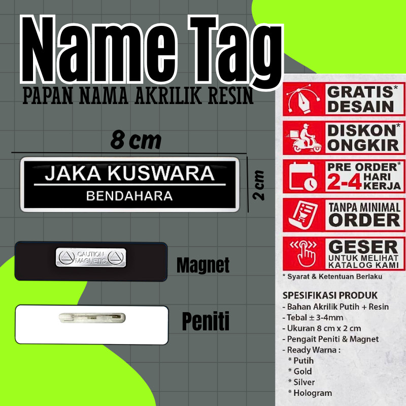 Nama Dada Plus Pin Korpri Nama Dada Kuningan Pin Korpri