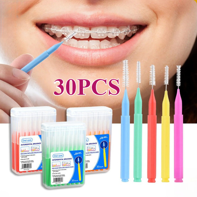 30Pcs Sikat Behel Gigi Pembersih Interdental Brush Sikat Gigi Behel Sikat Gigi Untuk Behel Perawatan