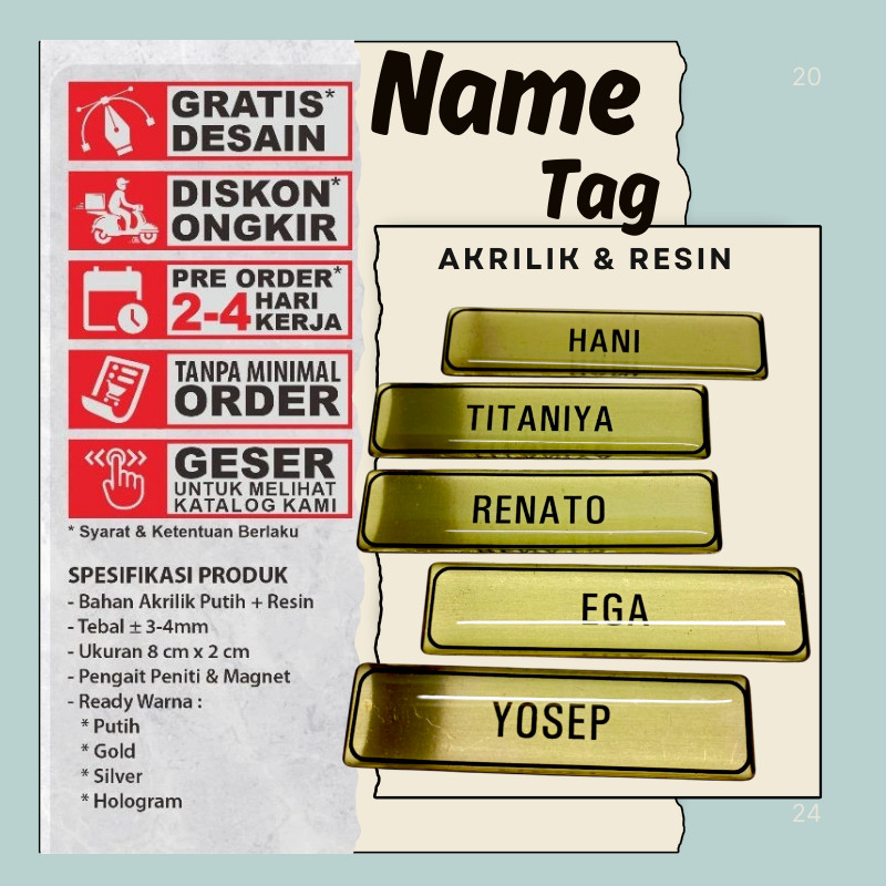 Nama Dada Plus Pin Korpri Nama Dada Kuningan Pin Korpri