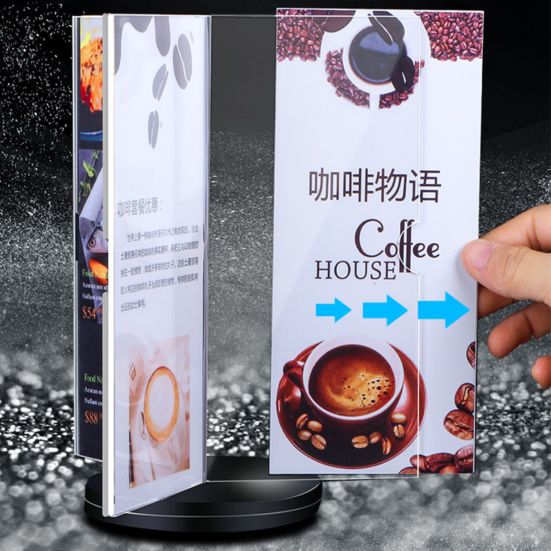 lekmeen- Rak Menu Akrilik Menu Putar Akrilik 360 Derajat Stand Brosur Meja Putar 6 Sisi
