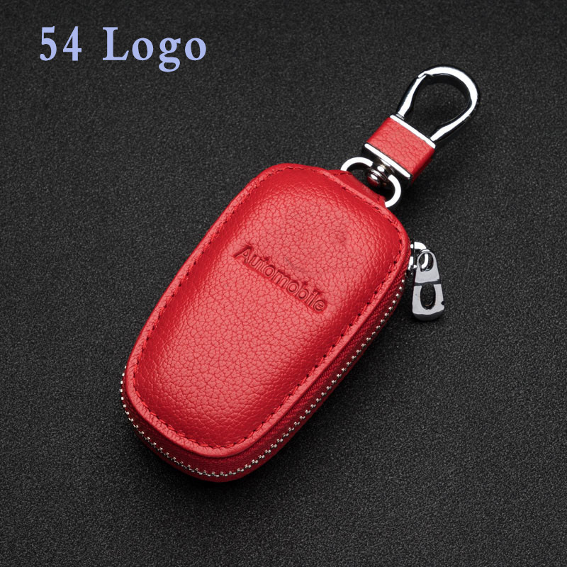 2021 New Leather Car Logo Key Cover Square Zipper Key Case For BMW Mercedes Audi Lexus Volkswagen To
