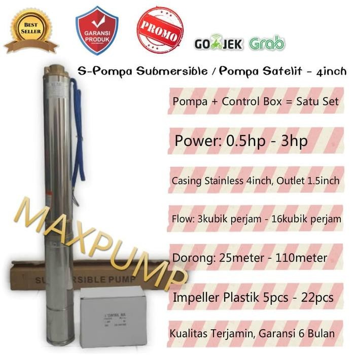 Mesin Pompa Air Satelit Casing 4 Inch Outlet 1.5 Inch Submersible Pump