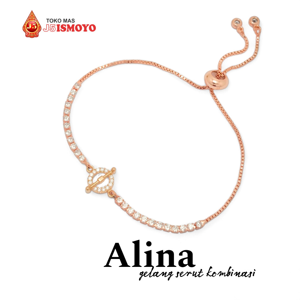 Gelang Tali Serut Kombinasi Emas 10 Karat Alina J5 Ismoyo