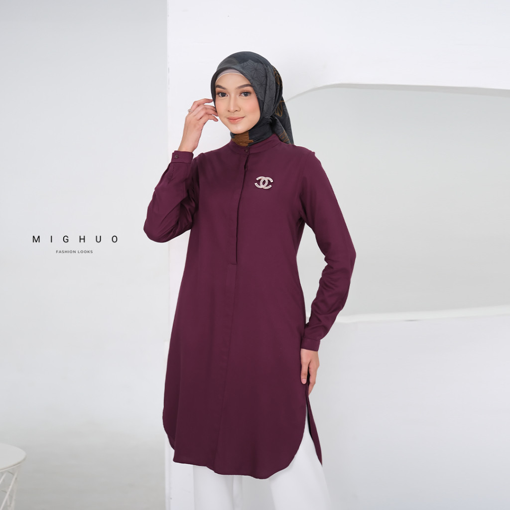 HUNTEDMANE MIGHUO _ TUNIK POLOS WANITA TERBARU KATUN TWILL RAYON PREMIUM