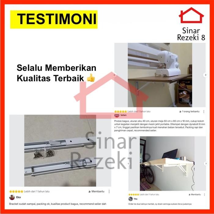 10" 25 cm Bracket Ambalan Siku Lipat Dinding Penyangga Rak Meja Lipat - Putih