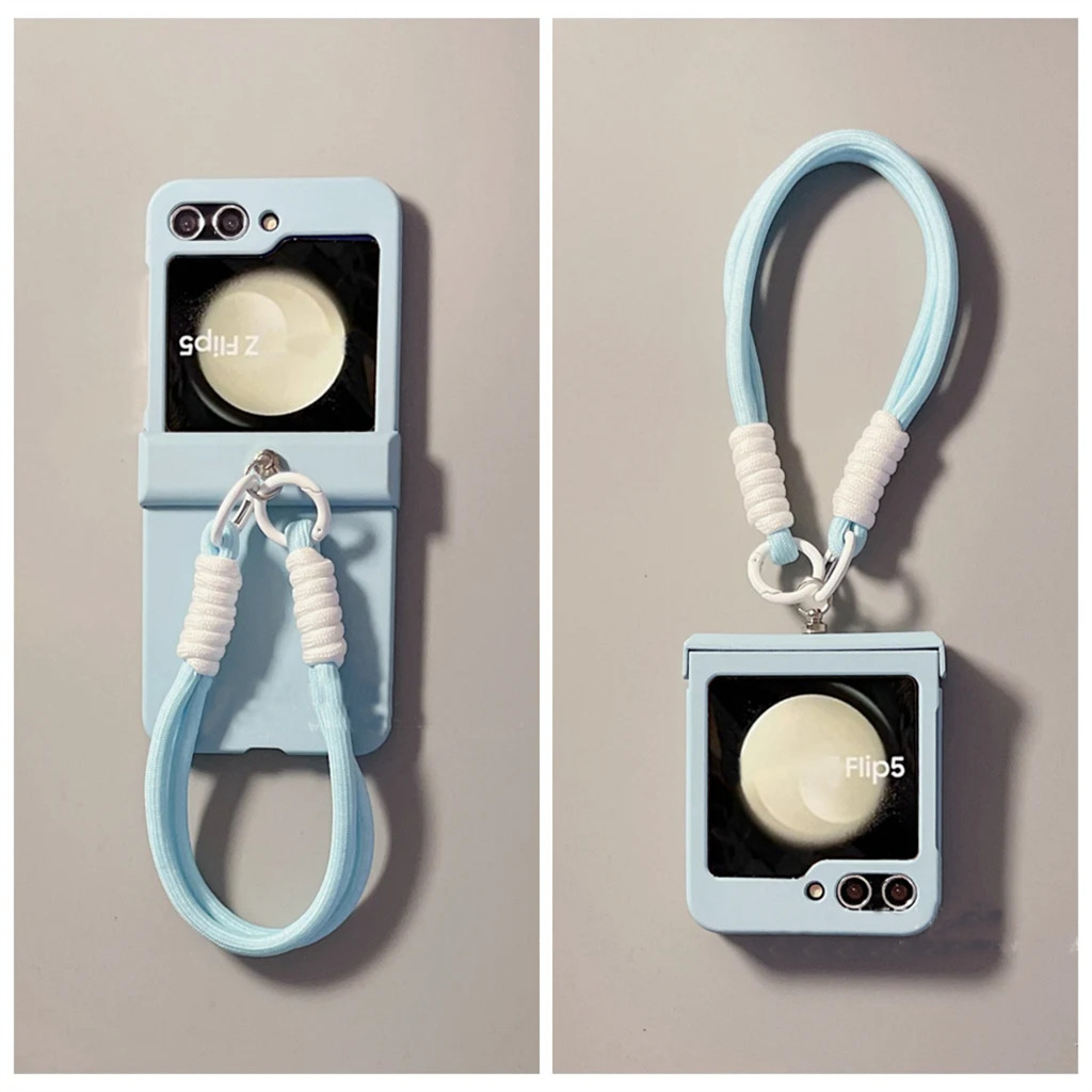 Mewah Korea Sederhana Permen Warna Biru Pink Kuning Kasus Telepon dengan Tali Portable untuk Samsung