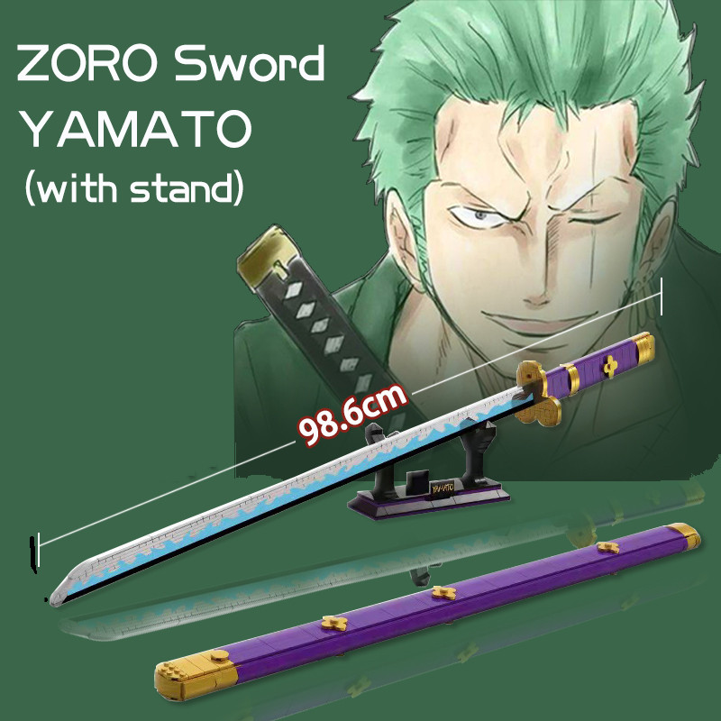 Anime Series MOC Zoro Yamato Sword Building Blocks Demon Slayer Katana Luminous Weapon Bricks Toys F