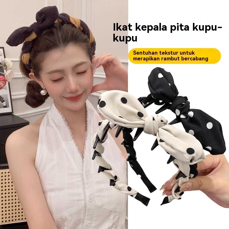 Headband Telinga Kelinci Motif Polkadot - Tinggikan Mahkota Kepala, Tampil Manis dan Tinggi