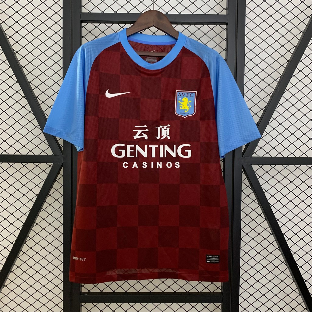 Jersey grade ori Retro Aston Villa 11/12 Home A46 T shirt pria