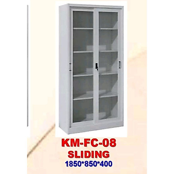 (LEBIH TEBAL) Lemari Arsip Besi Filing Cabinet Besi 2 Pintu Sliding Kaca SMF 108