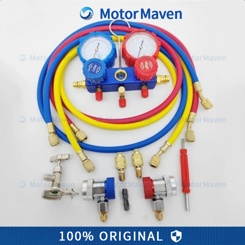 1 Set Alat Pengisian Freon Kulkas Brass Double Manifold Multi One Cool Pengisian Freon Ac Mobil Ac K