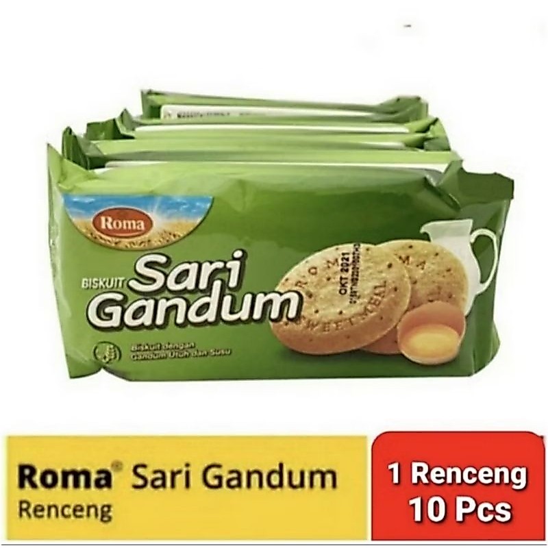 ROMA Sari Gandum Renceng (10 x 39gr)/Biskuit Sari Gandum Roma Renteng/Biskuit Gandum Roma Sari Gandu