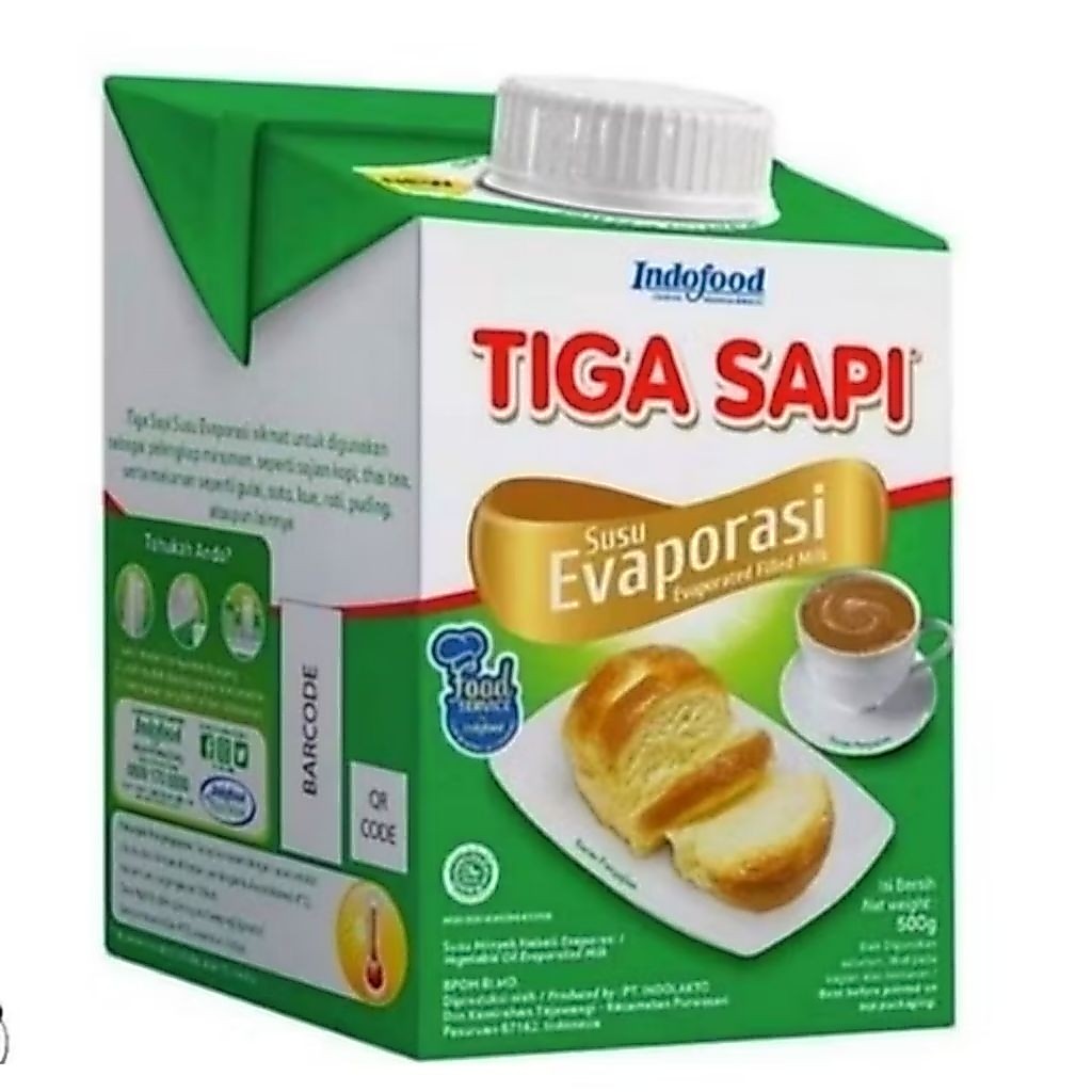 Susu evaporasi Tiga sapi 500gram, susu tiga sapi