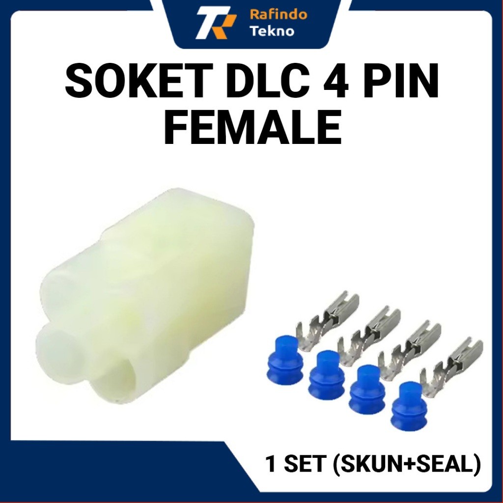 Soket DLC 4 Pin Female Putih 1 Set / Soket DLC Honda & Kawasaki Waterproof