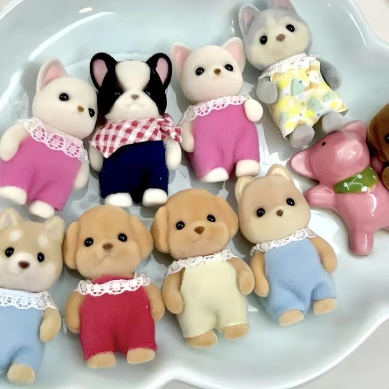 Sylvanian Families Forest Rabbit Grove Family Dollhouse Beaver Baby ristmas Toy Girl Flocking Doll D