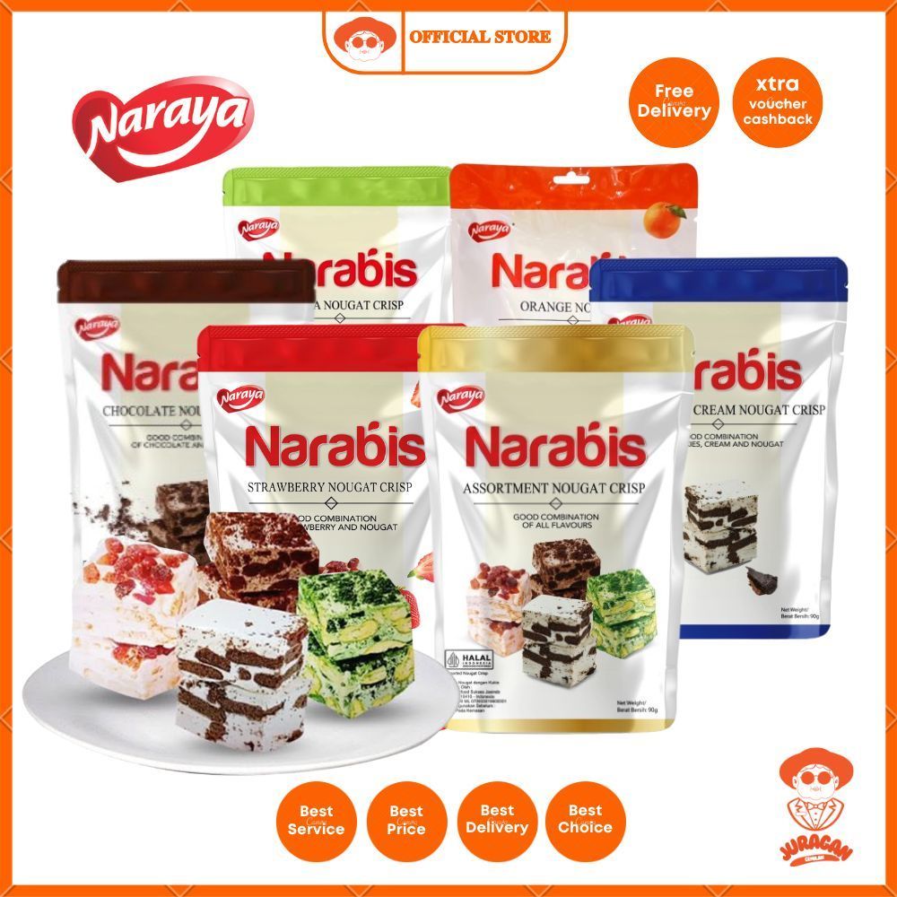 Naraya Narabis 90g Assorment Nougat Crisp Narabis Coklat Strawbery Cookies