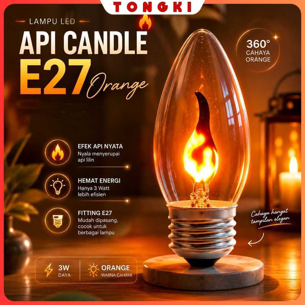 TaffLED Lampu Bohlam LED Api Flickering Candle Light E27 Orange 3W - OM-BB-3W