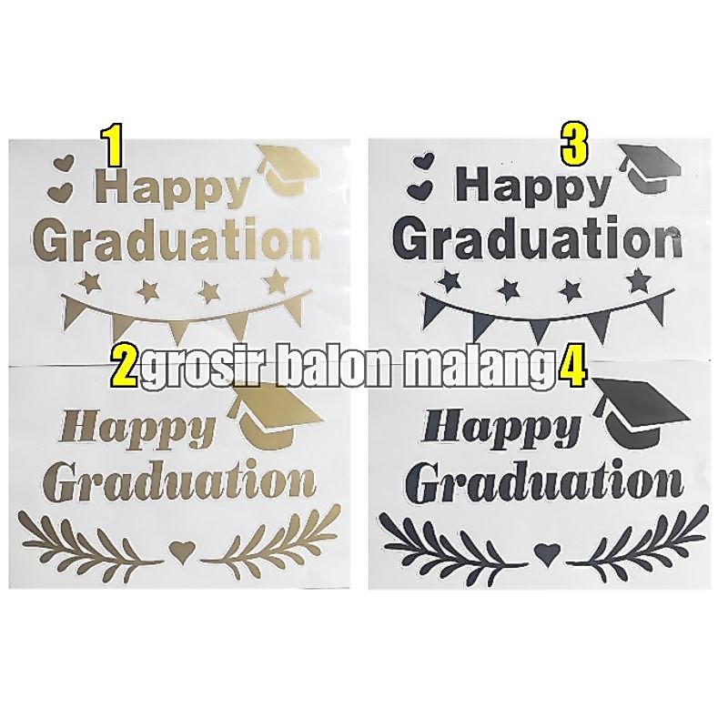 stiker sticker balon bening bobo pvc happy graduation wisuda