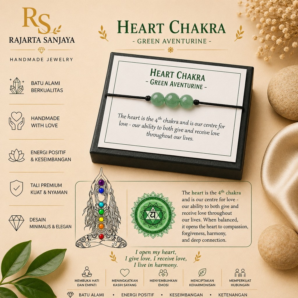 Gelang Chakra Batu Green Aventurine - "Heart Chakra" | Kode : GL15