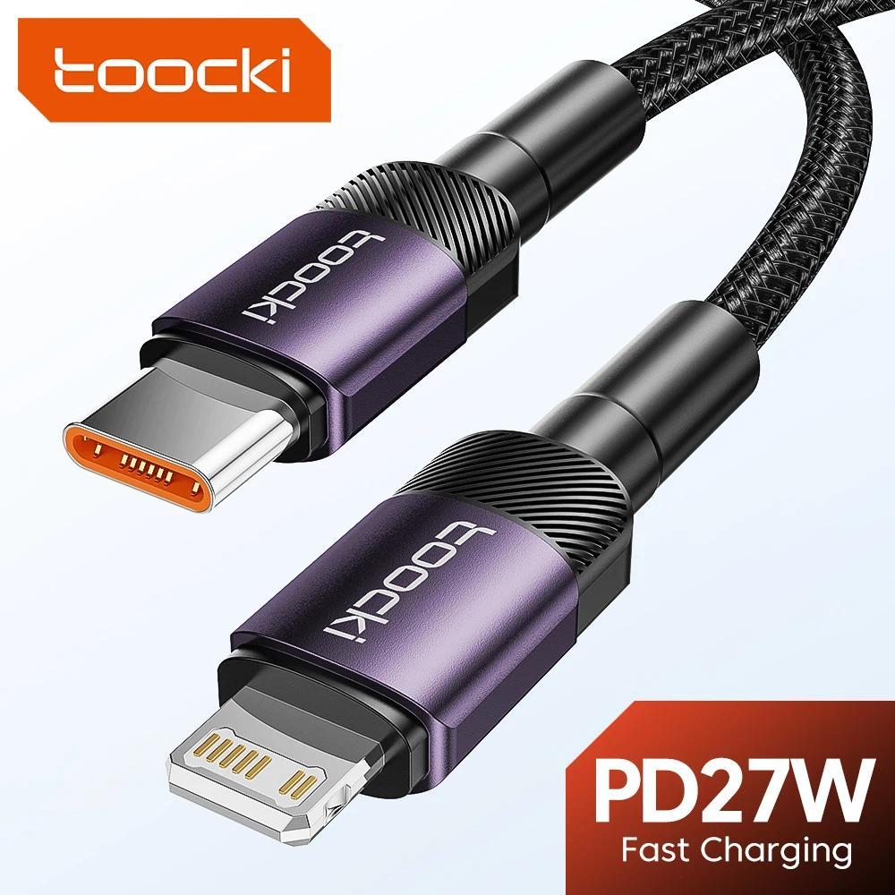 Toocki USB C Cable to iP Cable PD 27W Fast arging Cable for iPhone 14 13 Pro Max Pad Air Type C iP D