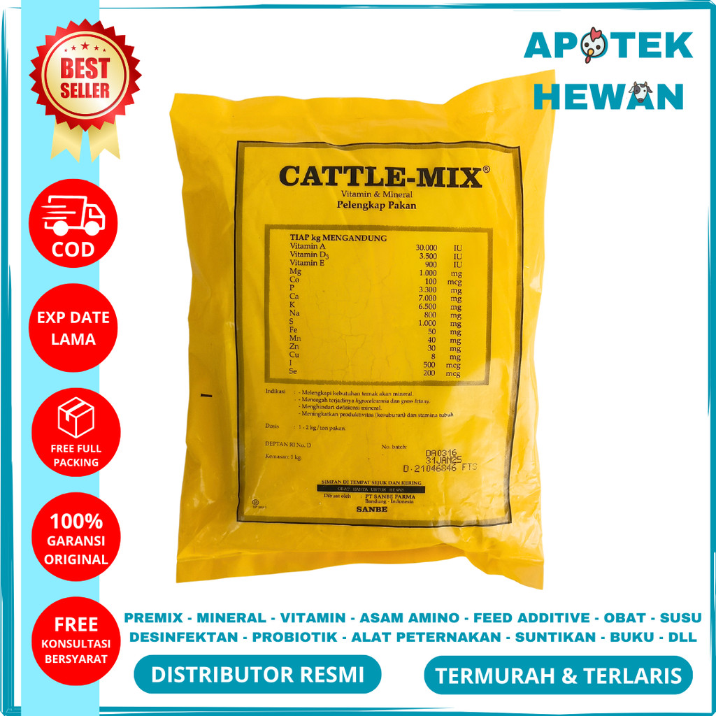 PREMIX CATTLE MIX 1 kg - Multivitamin Mineral Penggemuk Sapi Kambing Hewan Ternak | Premix Cattle Mi