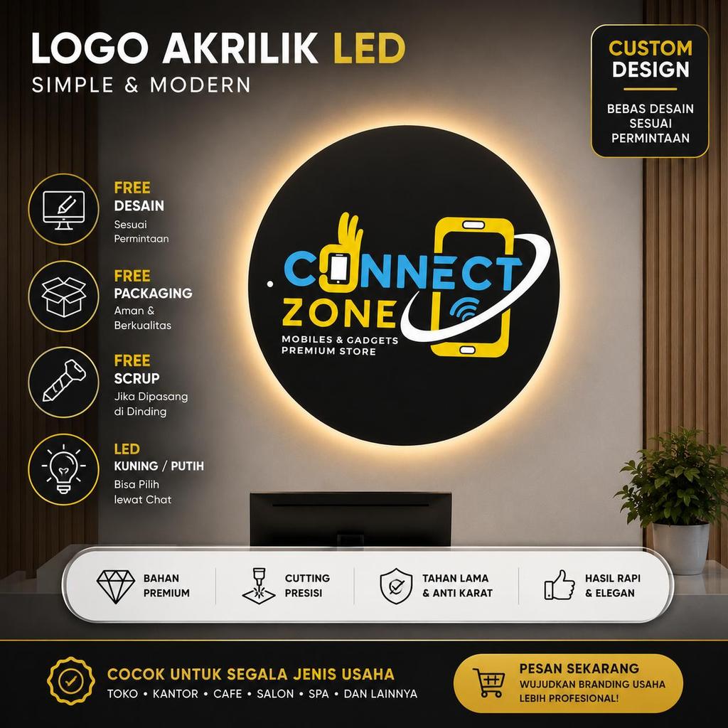 PLANG LOGO TOKO / PLANG PAPAN TOKO / PAPAN LOGO AKRILIK + LED / PAPAN AKRILIK LOGO /BY ZAMZA_ACRYLIC