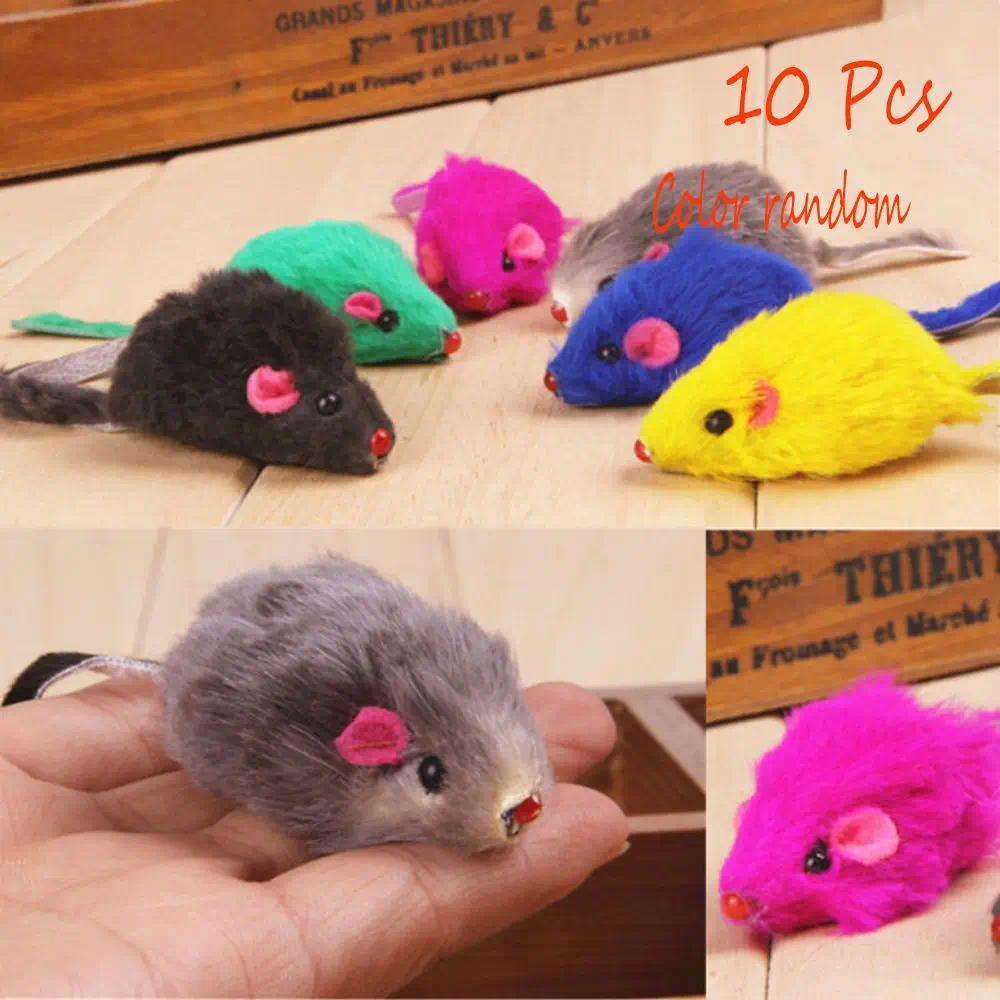 10Pcs/Set Rabbit Fur False Mouse Pet Cat Toys Mini Funny Playing Toys For Cats Kitten Simulation Mic