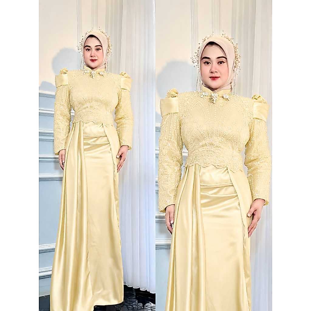 Yolanda Dress Terbaru Gamis Kondangan Mewah Elegan Bahan Velvet Premium Mix Brukat Spangle Plus Paye