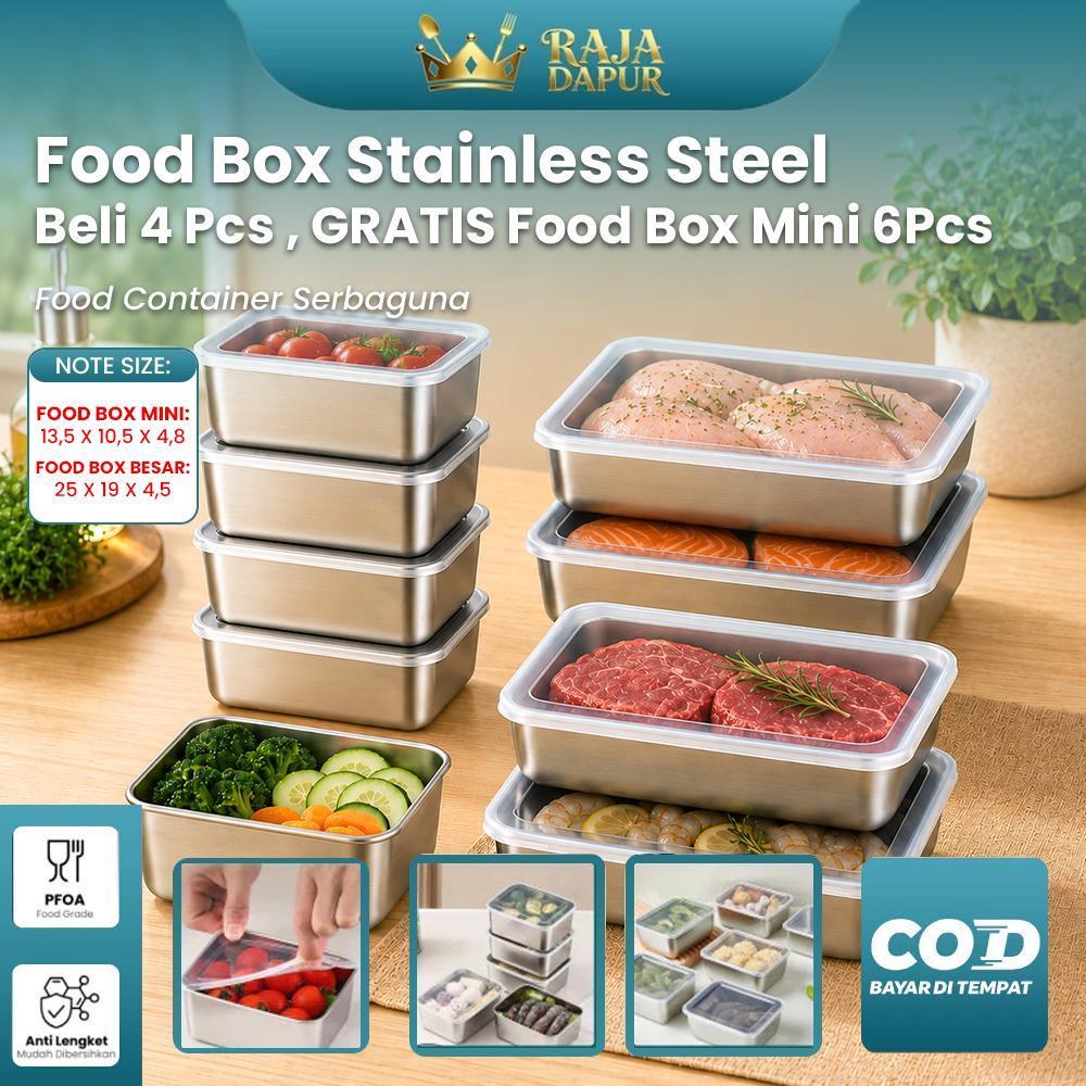 RAJA DAPUR Food Container Besar isi 4pcs Free Container Box Kecil isi 6pcs | Food Container Kulkas |