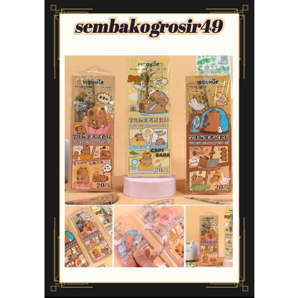 

SSG Set Penggaris 4in1 CAPYBARA - Busur 180°, Segitiga Siku, Segitiga Sama Kaki, Penggaris 20cm