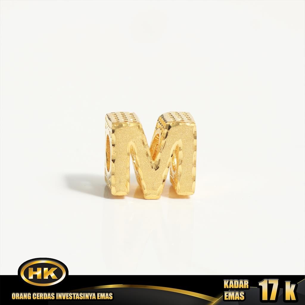 Liontin Emas 17K - HURUF M  - HKGOLD