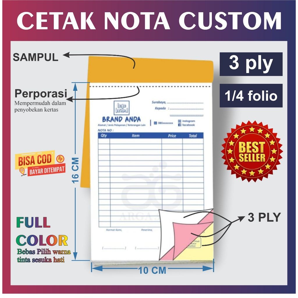 

nota custom 3 ply ukuran 1/4 invoice cetak nota
