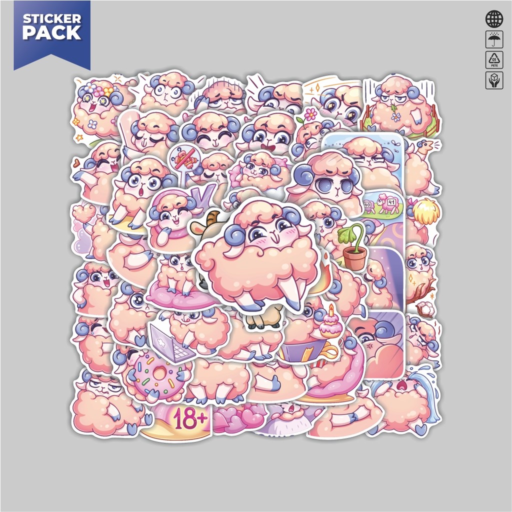

[100PCS]Stiker Pack Stiker Animal Cute Sheep [Domba] Aesthetic Vinyl Anti Air Dekorasi Sticker Laptop Buku Journal Koper Helm Casing HP Gitar Helm Skateboard