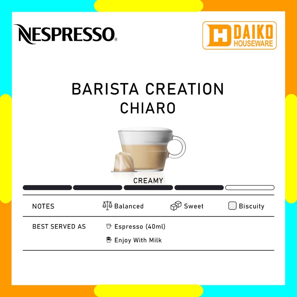

JAMIN MURAH !!!Capsule Nespresso Chiaro Original Nestle 1 Pack - Coffee Barista Creations Kopi Kapsul(BISA LANGSUNG ORDER)