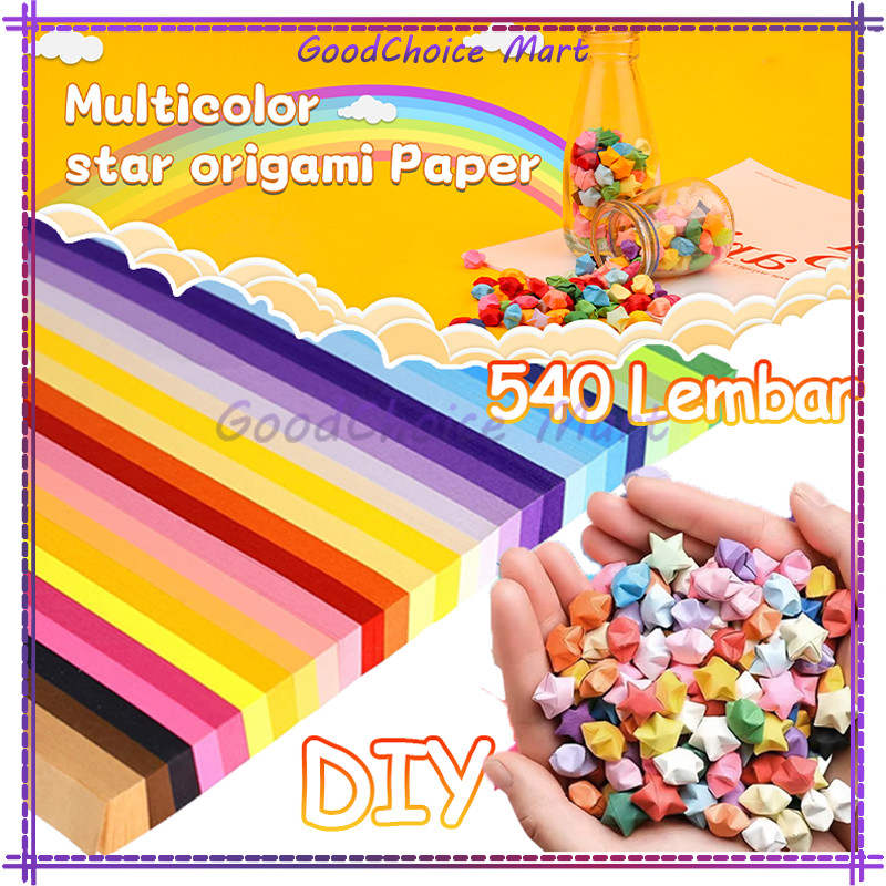 

540pcs Lucky Star Kertas/Kerajinan Tangan Origami/DIY Kertas Bintang Warna Warni