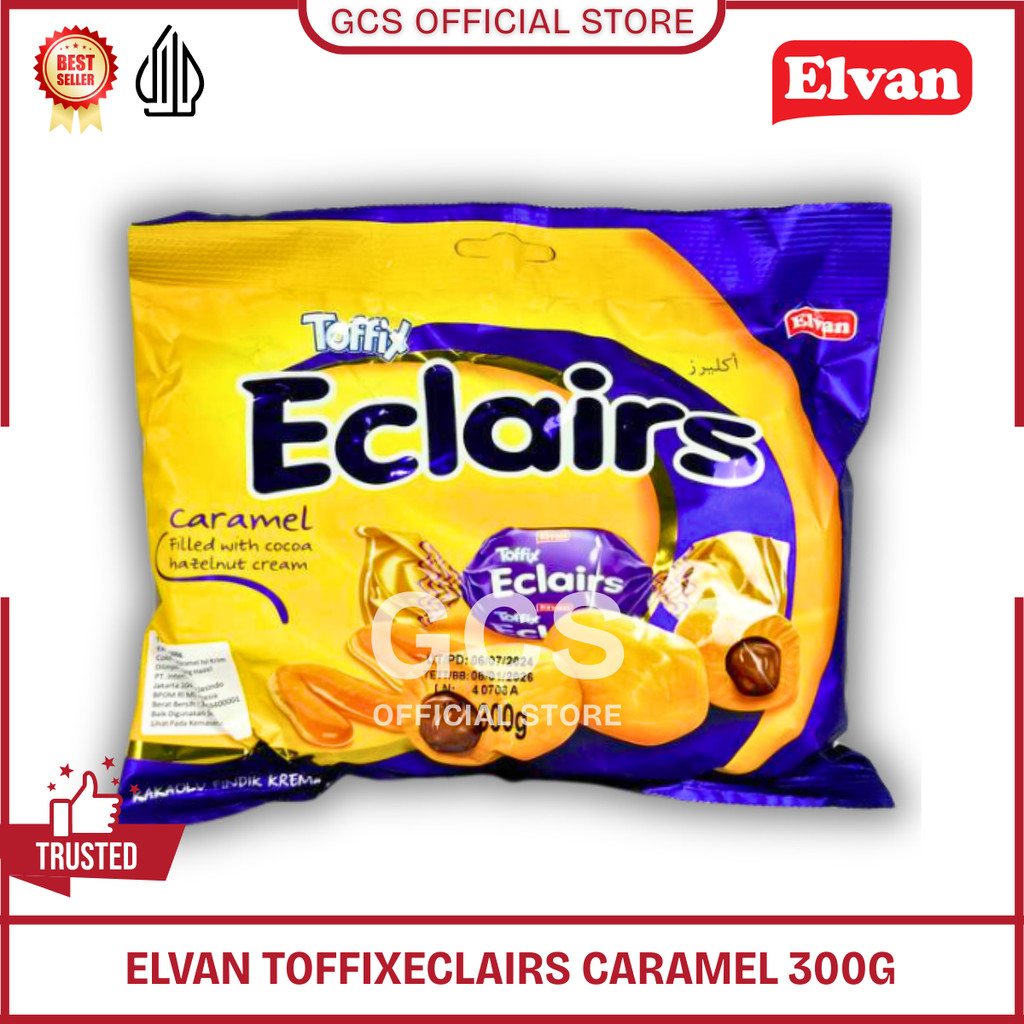 

ELVAN TOFFIX ECLAIRS CARAMEL 300g Permen Coklat Caramel Filled With Cocoa Hazelnut Cream Coklat Turki