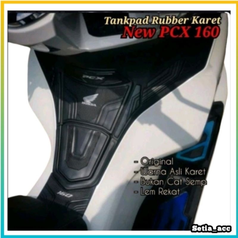 tankpad PCX 160 karet resin carbon stiker tanky tengki merah gold silver hitam 2021
