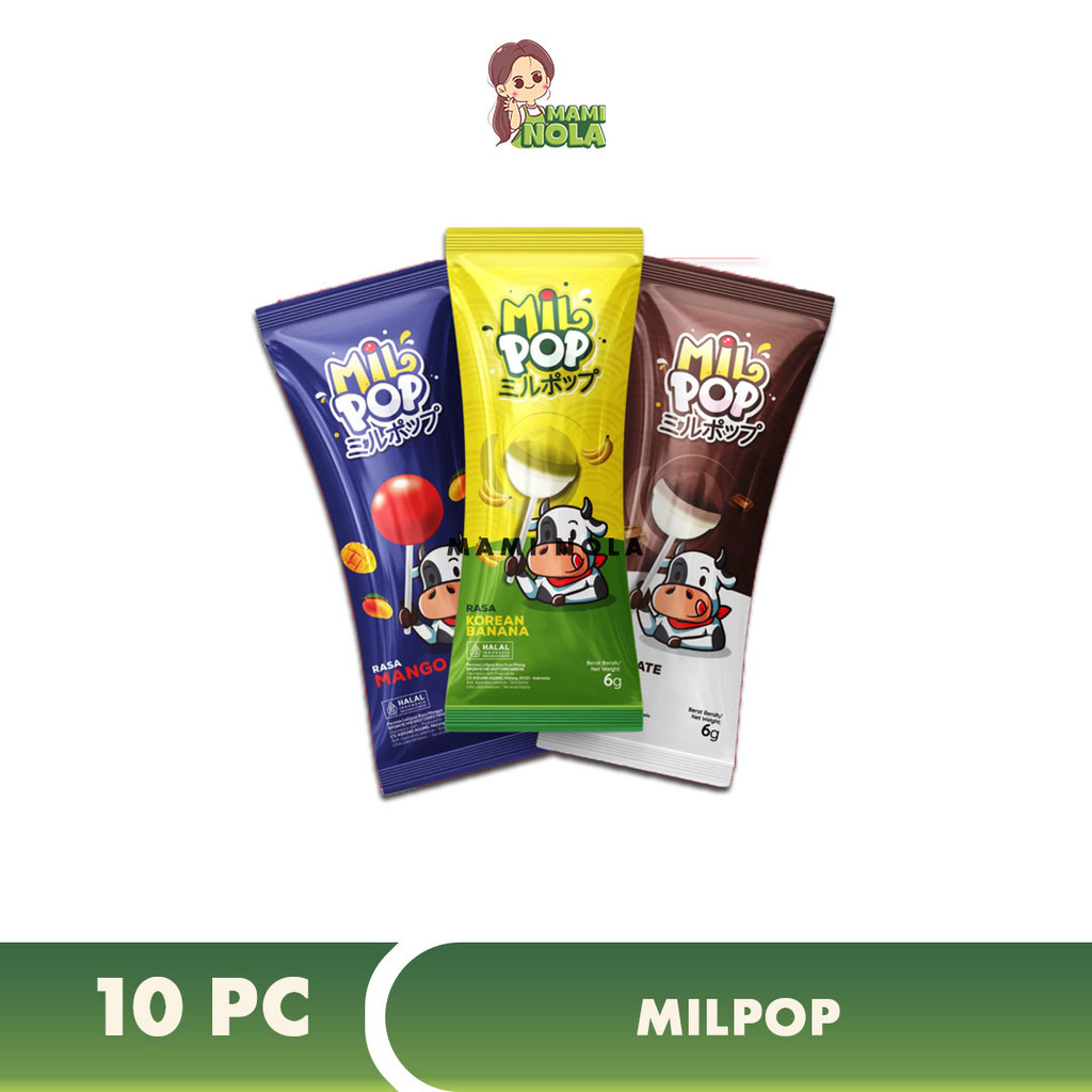 

Permen Susu Milpop Rasa Coklat Susu Strawbery Banana Isi 10 pc
