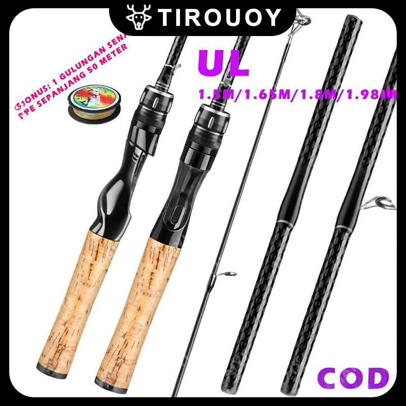 Joran UL carbon 168M/1.8M/1.98M lentur 3-6Lbs carbon padat/Joran ultralight UL Ajiro sakura 3-6lb fi