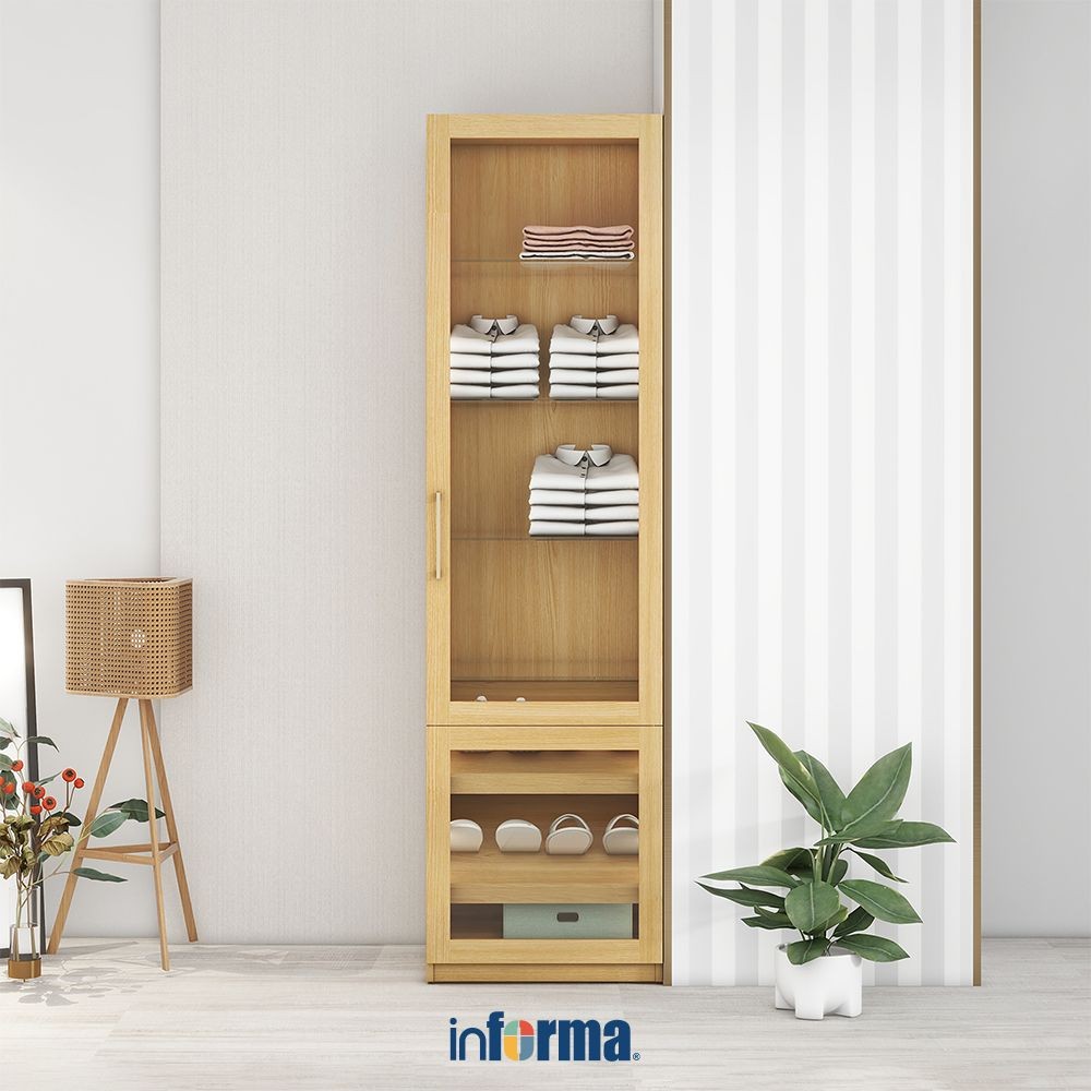 Informa Kenn Kabinet Sepatu & Tas 1 Pintu - Cokelat Display Cabinet Kabinet Koleksi Pajangan Tas Sep