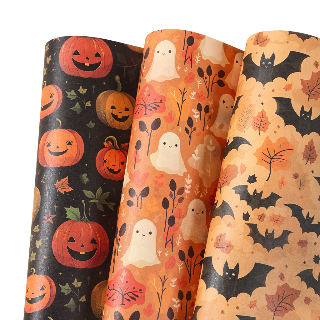 

Halloween Wrapping Paper 20*27inch Ghost Pumpkin Bat Pattern Gift Wrap Tissue Paper Decorative Craft Paper for Halloween Decor
