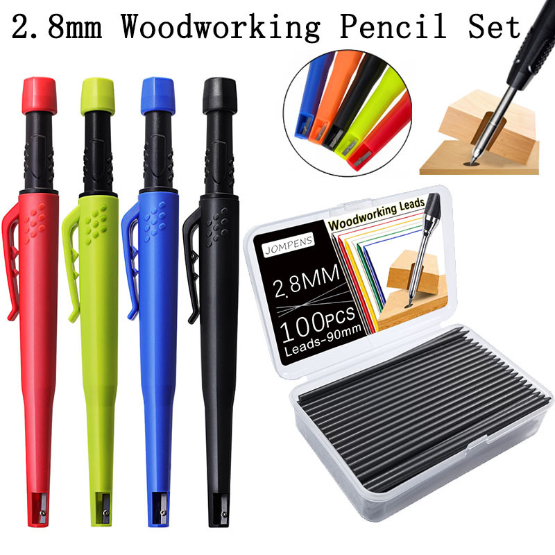 

2.8mm Solid Carpenter Mechanical Pencils Set with 100pcs Lead Refills, Woodworking Pencils Marking Tools for Architect Drawing
