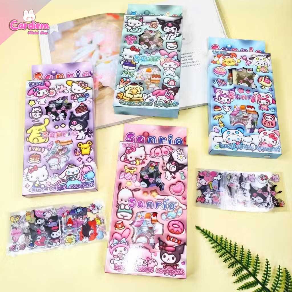 

Stiker Sanrio Kuromi Aesthetic 100 Lembar Dekorasi Laptop Buku Planner DIY Kerajinan