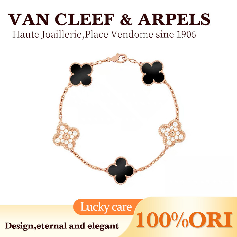 [100% Original]Gelang Wanita,Gelang Emas,Van Cleef & Arpels Alhambra Vintage 18K Rose Gold Bracelet 