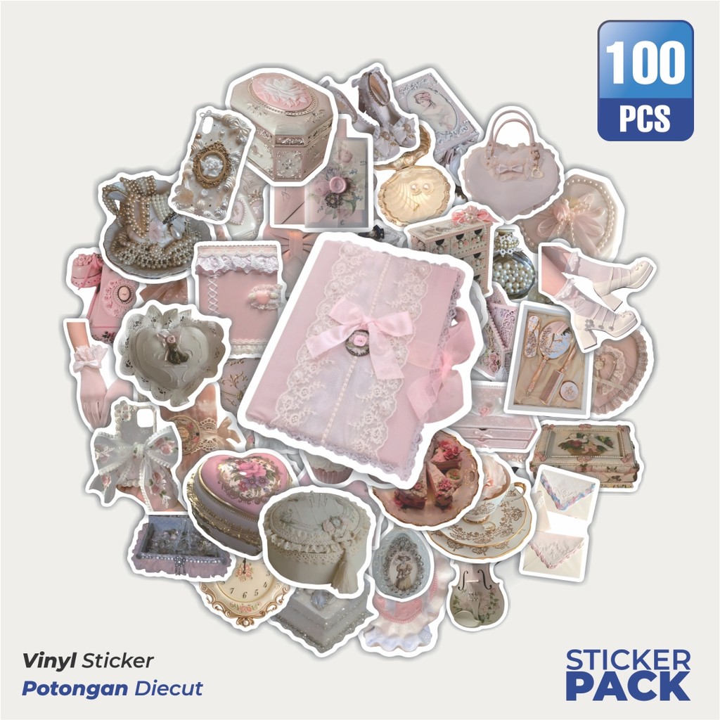

Super Hemat! 100 PCS Stiker Soft Pastel Vintage Waterproof Aesthetic- Untuk Laptop, Motor, dan Helm - Paper Stationery Pack
